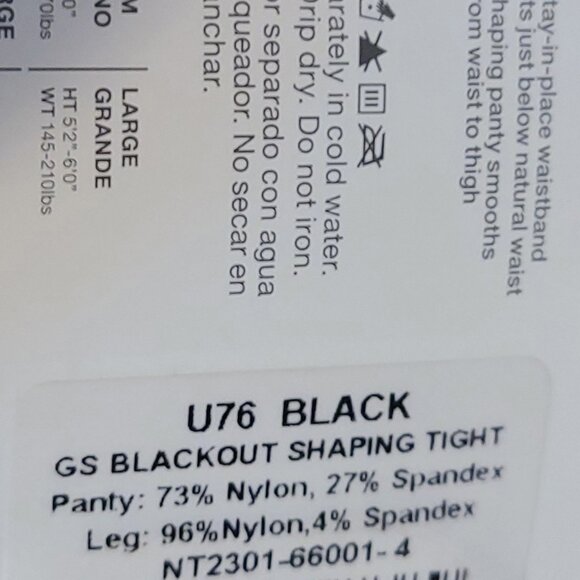 NO NONSENSE GREAT SHAPES BLACKOUT TIGHTS -XL -OPAQUE SHAPE CONTROL BLACK HOSIERY - Picture 4 of 6
